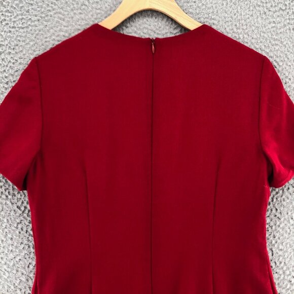 Talbots Dress Womens 6 Petite Red Wool Sheath Crepe Mini Short Sleeve Vintage - Picture 3 of 13